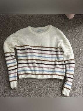Cropped Striped Knit Sweater